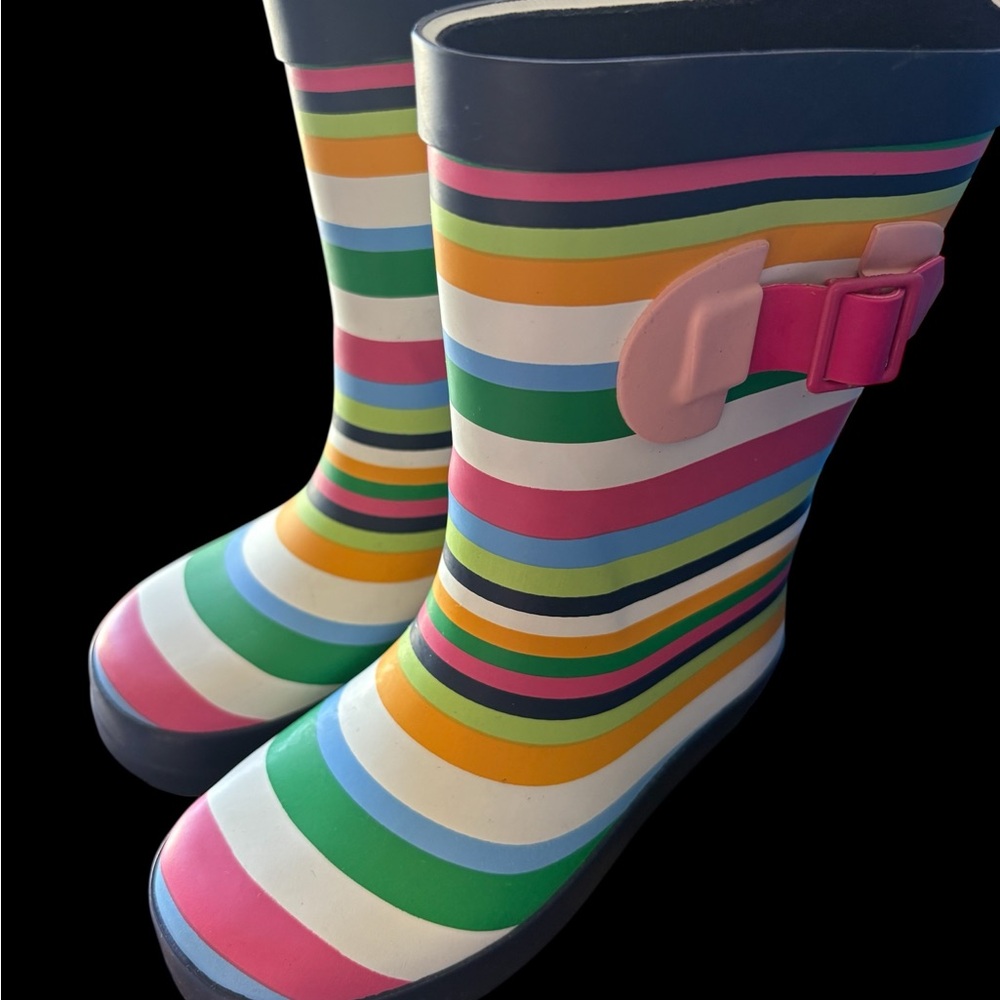Kids' Multicolor Striped Rain Boots - Pink Accent